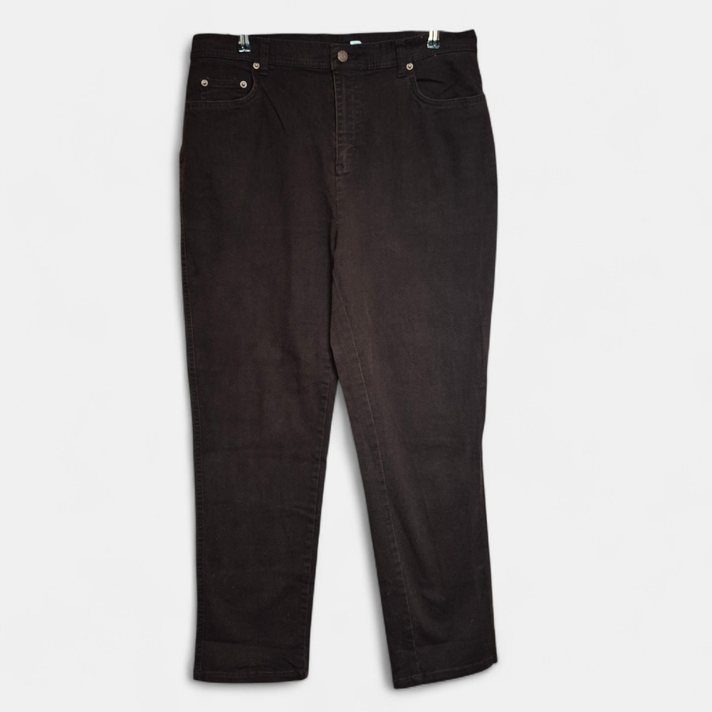 Bill Blass Jeans Womens 16 Cholate High‎ Rise Straight Leg Stretch Cotton Denim
